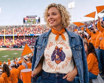 Vintage Dog Game Day Tee | Orange & White Football Apparel