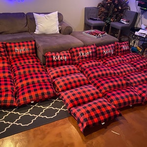Funda de almohada a cuadros rojos y negros, regalo navideño para tumbonas de suelo con estampado de leñador