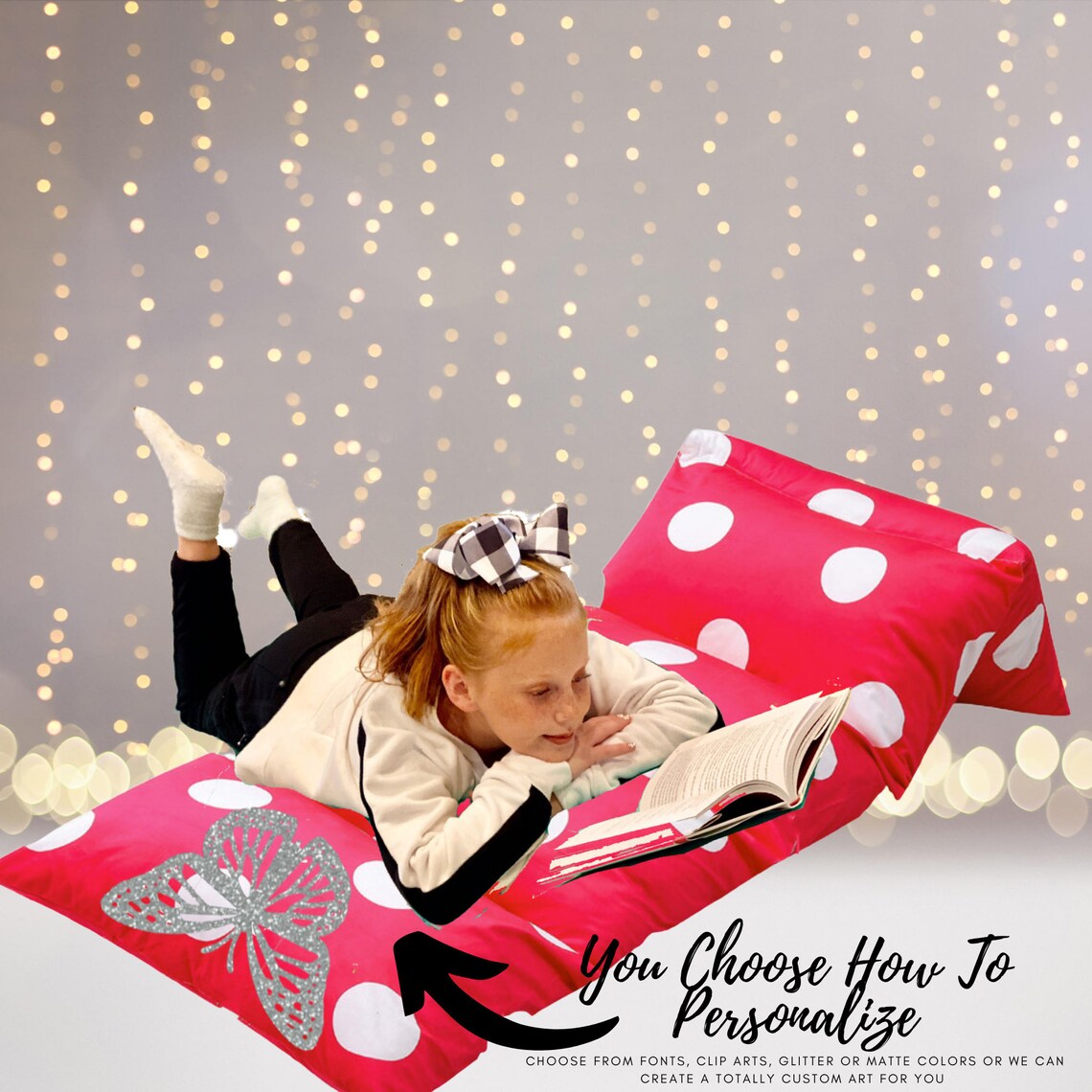 Hot Pink Polka Dot Personalized Pillow Bed Floor Lounger Fold Etsy