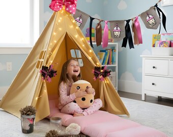 Boba Tea Children's Teepee Tent Gift Set