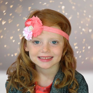 Girls Soft Flower Headband with Pearl Center