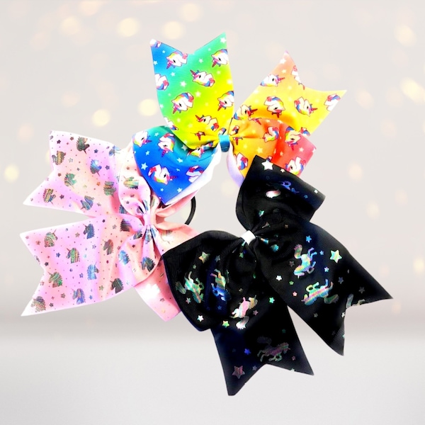 Unicorn Cheer Hair Pony, Cheerleading Unicorn Hair Bow, Unicorn Gift Bow