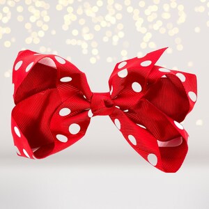 Girls Polka Dot Hair Bow: 5-inch Grosgrain Ribbon Alligator Clip