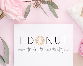 Cartão de Proposta de Madrinha com Tema de Donuts Divertido: Proposta de Madrinha de Honra