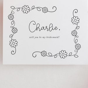 Carte Serez-vous ma demoiselle d'honneur, carte de proposition de demoiselle d'honneur simple, carte de demoiselle d'honneur