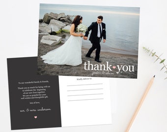 Printable Wedding Thank You Card, Wedding Thank You Postcard, Wedding Photo Postcard, Wedding Photo Thank You Card