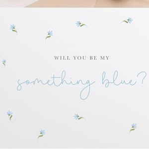 Flower Girl Proposal Card, Something Blue Wedding Card, Bridesmaid Gift, Handcrafted (A2 Size)