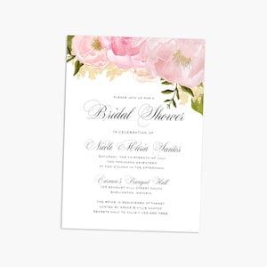 Pink Floral Bridal Shower Invitation,  Bridal Luncheon Invitation, Floral Wedding Shower Invite, Floral Bridal Luncheon Invite