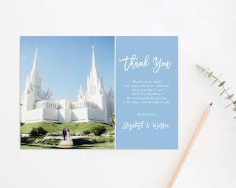 Photo Wedding Thank You Postcard, Printable Photo Thank You, Wedding Thank You Card