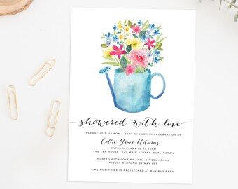 Watercolor Floral Spring Baby Shower Invitation