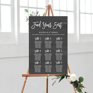 Wedding Seating Chart Template, Chalkboard Seating Chart, Rustic Wedding Seat Assignment, Wedding Seating Chart, Personalized Seating Chart image 1