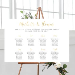 Gold Classic Printable Wedding Seating Chart, Floral Seating Chart, Digital File, Rustic Wedding Seat Assignments, Wedding Seating Chart