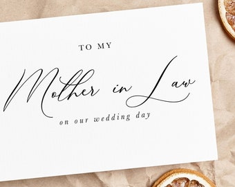 To my Mother in Law On my Wedding Day Card, To My mother in law Card, Wedding Day Card to mom, Wedding Day Card