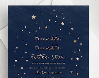 Babypartyeinladung Stern-Thema: Twinkle Twinkle Design (PDF)