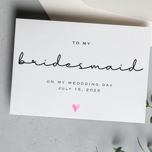 Tarjeta para mi dama de honor en el día de mi boda, tarjeta para mi dama de honor, tarjeta para mi cortejo nupcial, tarjeta para el día de la boda