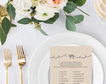 I Spy Wedding Game Card, Printable Reception Activity