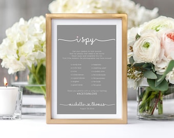 I Spy Wedding Game Card, Printable Camera Theme (PDF)