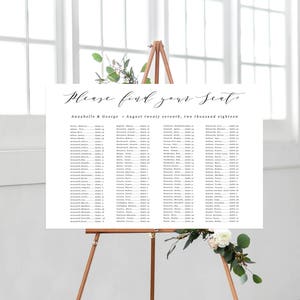 Printable Wedding Seating Chart, Calligraphy Seating Chart, Digital File, Rustic Wedding Seat Assignments, Wedding Seating Chart