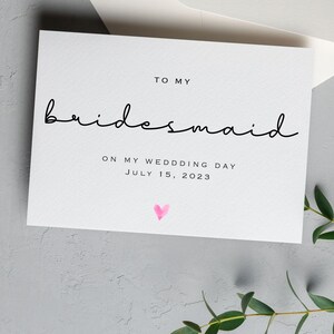 Tarjeta para mi dama de honor en el día de mi boda, tarjeta para mi dama de honor, tarjeta para mi cortejo nupcial, tarjeta para el día de la boda