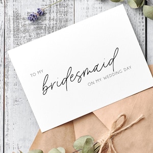 Tarjeta para mi dama de honor en el día de mi boda, tarjeta para mi dama de honor, tarjeta para mi cortejo nupcial, tarjeta para el día de la boda