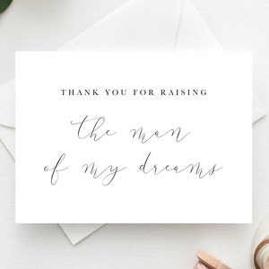 Thanks for Raising the Man of my Dreams Card, Mother of the Groom Card, Wedding Card, Parents of the Groom Card, to my Mother in Law