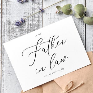 Carte Le jour de mon mariage à mon beau-père, Carte de ma belle-famille, Carte de mariage à mes beaux-parents, A mes parents, Carte de mariage