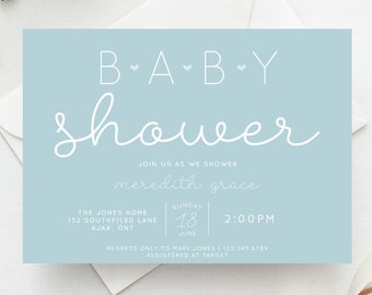 Invitación para baby shower con flores pastel, género neutro (archivo digital)