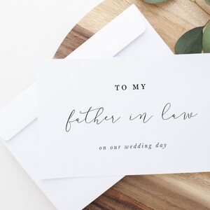 Carte Le jour de mon mariage à mon beau-père, Carte de ma belle-famille, Carte de mariage à mes beaux-parents, A mes parents, Carte de mariage