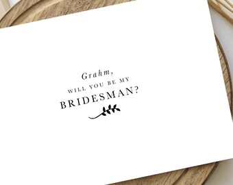 Floral Bridesman Proposal Card, Simple Design, Wedding Party Card