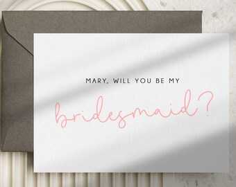 Customized bridesmaid proposal card, Will You Be My Bridesmaid Card, Bridesmaid Proposal Card