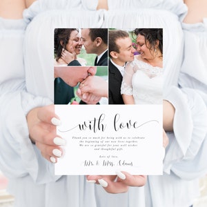 Tarjeta de agradecimiento de boda, postal de agradecimiento de boda, agradecimiento con foto de boda, agradecimiento de boda