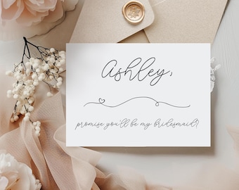 Bridesmaid Proposal Card, Simple Customized with Name Design