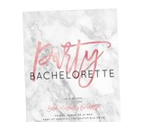Marble Bachelorette Party Invitation: Rose Gold Glitter, Hens Party