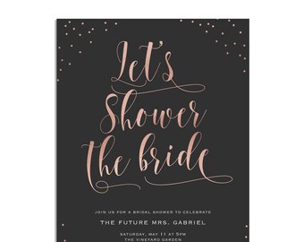 Printable Bridal Shower Invitation,  Blush + Gold Bridal Shower Invite, Bridal Shower Invitation, Watercolor Shower Invite