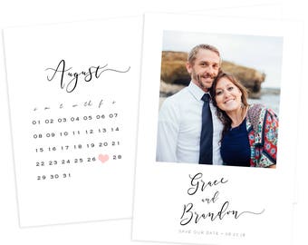 Modern Minimal Save the Date, Calendar Save the date Postcard, Printable Save Our Date, Wedding Announcement