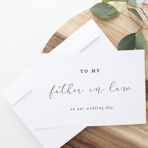 Carte Le jour de mon mariage à mon beau-père, Carte de ma belle-famille, Carte de mariage à mes beaux-parents, A mes parents, Carte de mariage