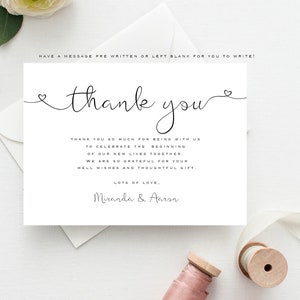 Carte de remerciement pour la douche nuptiale, carte de remerciement simple, carte de remerciement personnalisée, carte de remerciement de mariage personnalisée