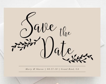 Rustic Save the Date Printable, Save the date postcard, Save the date calendar, Printable Save the Date, Kraft Paper Save the Date