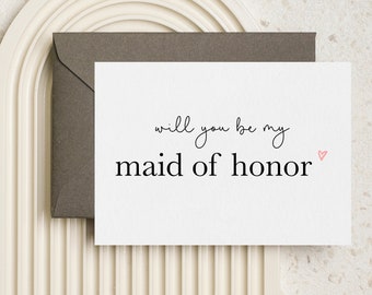 Will You Be My Maid of Honor Card, Bridesmaid Proposal Card, Maid of Honor card