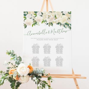 Printable Wedding Seating Chart, Floral Seating Chart, Digital File, Rustic Wedding Seat Assignments, Wedding Seating Chart
