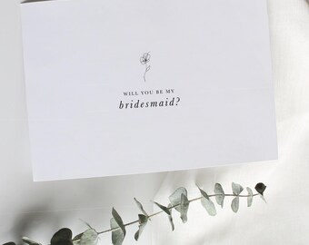 Bridesmaid Proposal Card: Simple Floral Design