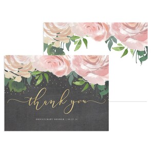 Blumen Dankeskarte, Dankeschön Karte, Hochzeit Dankeschön-Karte, Brautparty Dankeschön Karte, personalisierte Notecard
