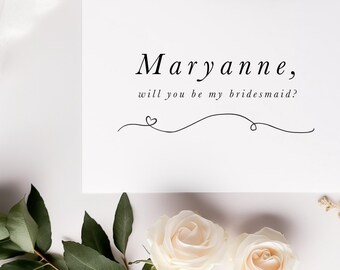 Bridesmaid Proposal Card, Maid of Honor, Modern Calligraphy