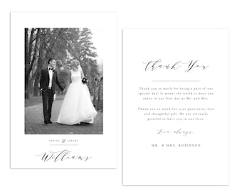 Wedding Thank You Card, Wedding Thank You Postcard, Printable Wedding Thank You, Wedding Photo Thank You, Wedding Thank You Postcard