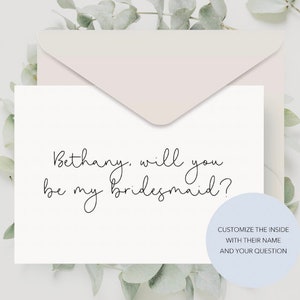 Customized bridesmaid proposal card, Will You Be My Bridesmaid Card, Bridesmaid Proposal Card image 2