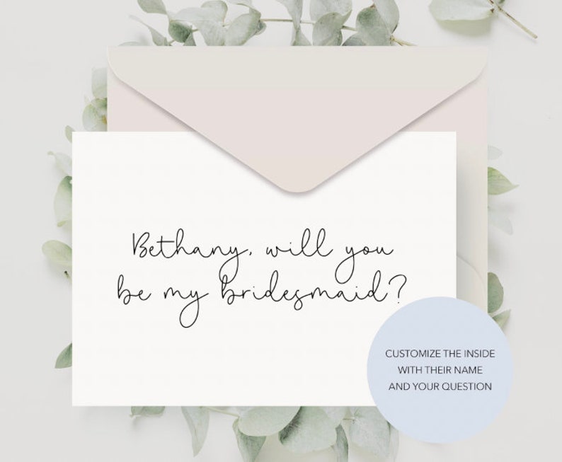 Customized bridesmaid proposal card, Will You Be My Bridesmaid Card, Bridesmaid Proposal Card image 2