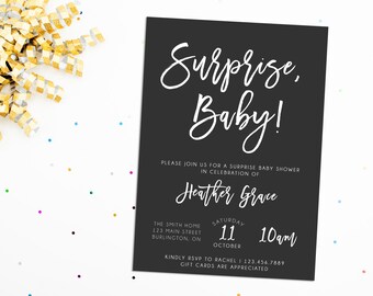 Surprise Baby Shower Invitation, Custom Printable Invite