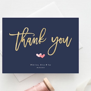 Einfache Dankeskarte, Dankes-Karte, Hochzeit-Dankeschön-Karte, Brautparty-Dankeschön-Karte, personalisierte Notecard