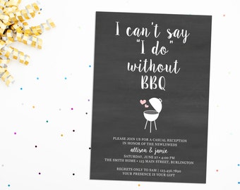 Inbjudan till bröllop med I Do BBQ, inbjudan till avslappnad mottagning (PDF-fil)