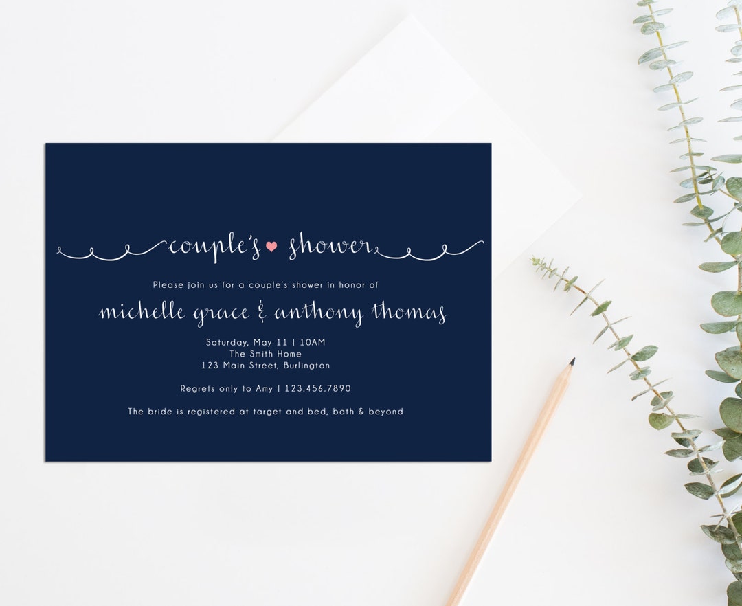 Printable Couple's Shower Invite, Co-ed Bridal Shower Invite, Kraft ...